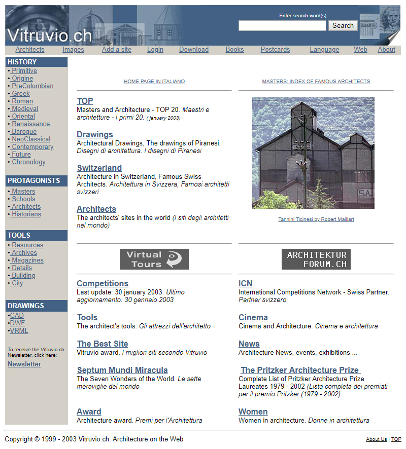 Vitruvio.ch - Versione 2003-2004